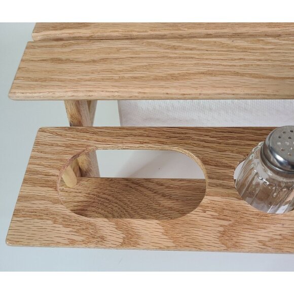 Wood Condiment Caddy Hand Made One Of A Kind W/ Paper Towel Holder - Picture 4 of 16